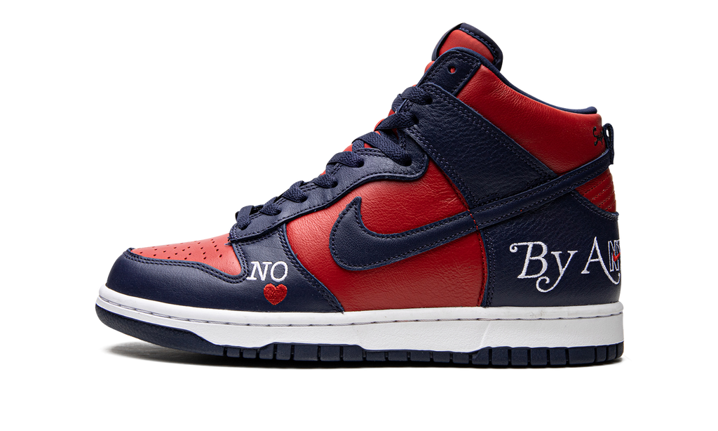 SB Dunk High "Supreme - By Any Means - Navy/Red" DN3741 600