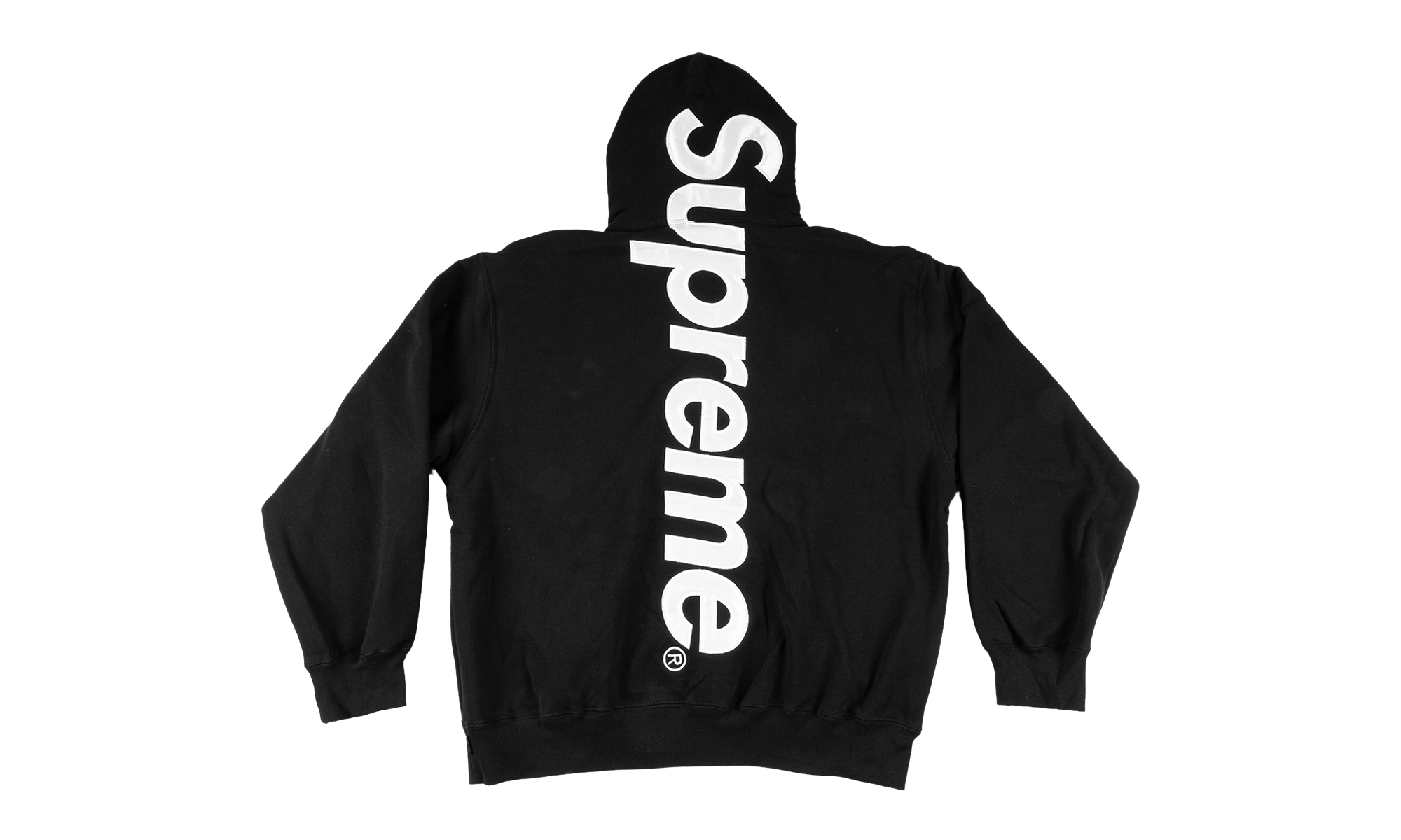 Satin Appliqué Hooded Sweatshirt "SS26 - Black" SU27029