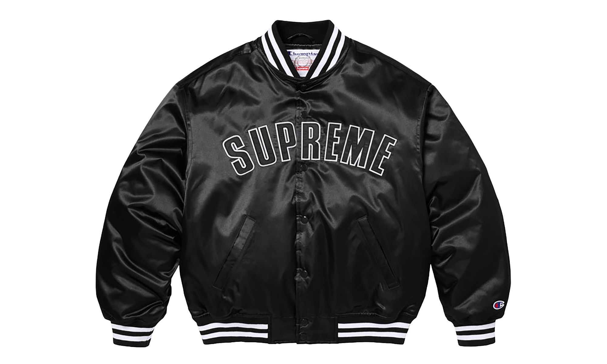 Champion® Satin Varsity Jacket "SS26 - Black" SU27455