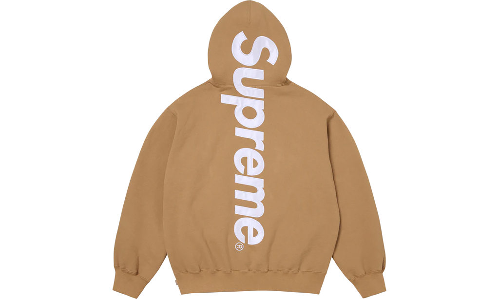 Satin Appliqué Hooded Sweatshirt "FW25 - Light Tan" SU26127