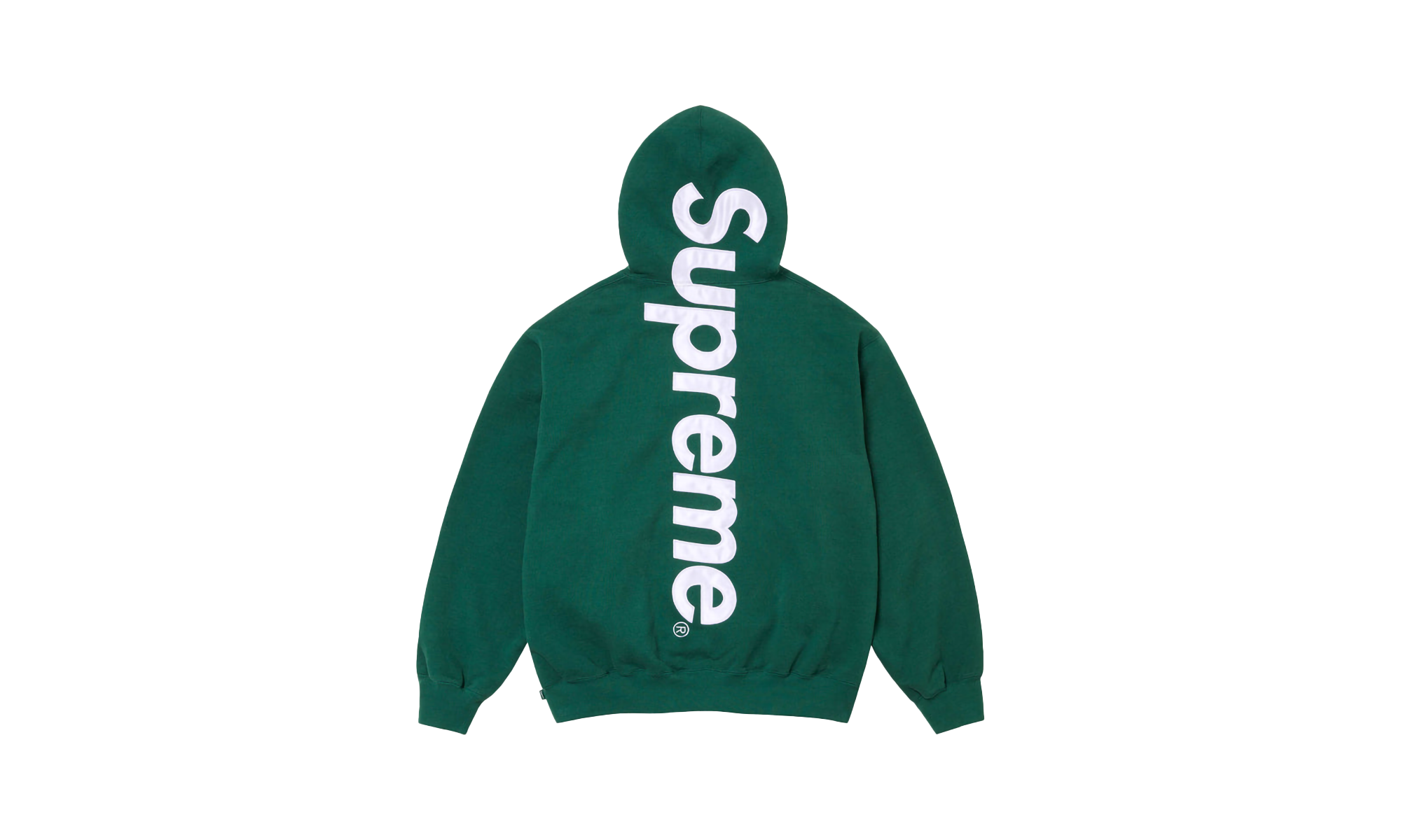 SATIN APPLIQUÉ HOODED SWEATSHIRT "FW24 - Green" SU530