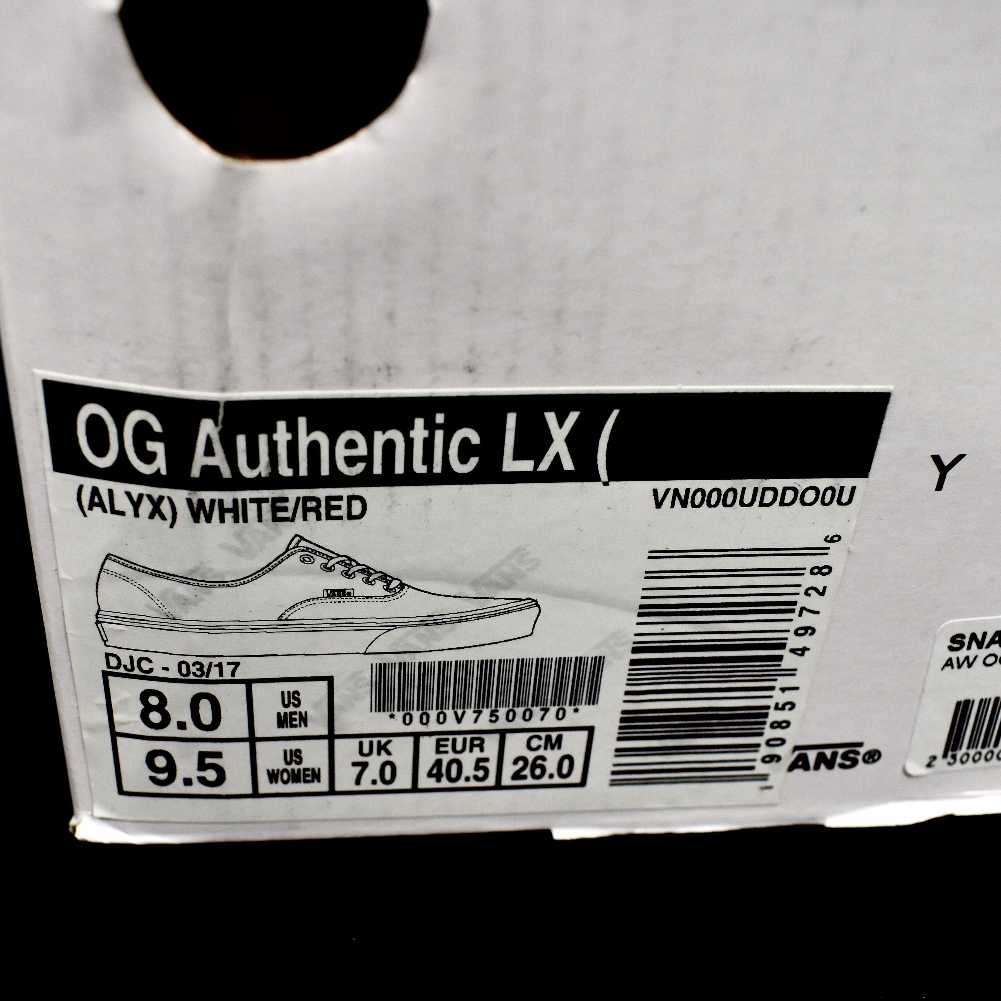 Alyx x Vans - OG Authentic LX (White/Red)