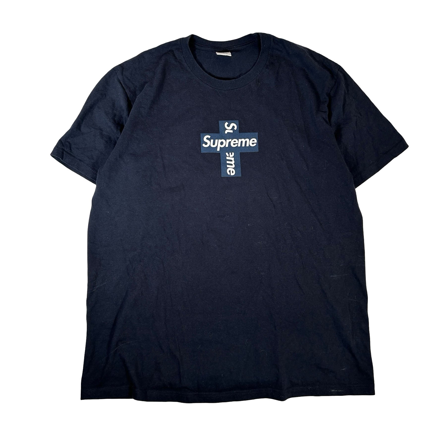 Supreme Cross Box Logo Tee Navy [USED] - L (Used)