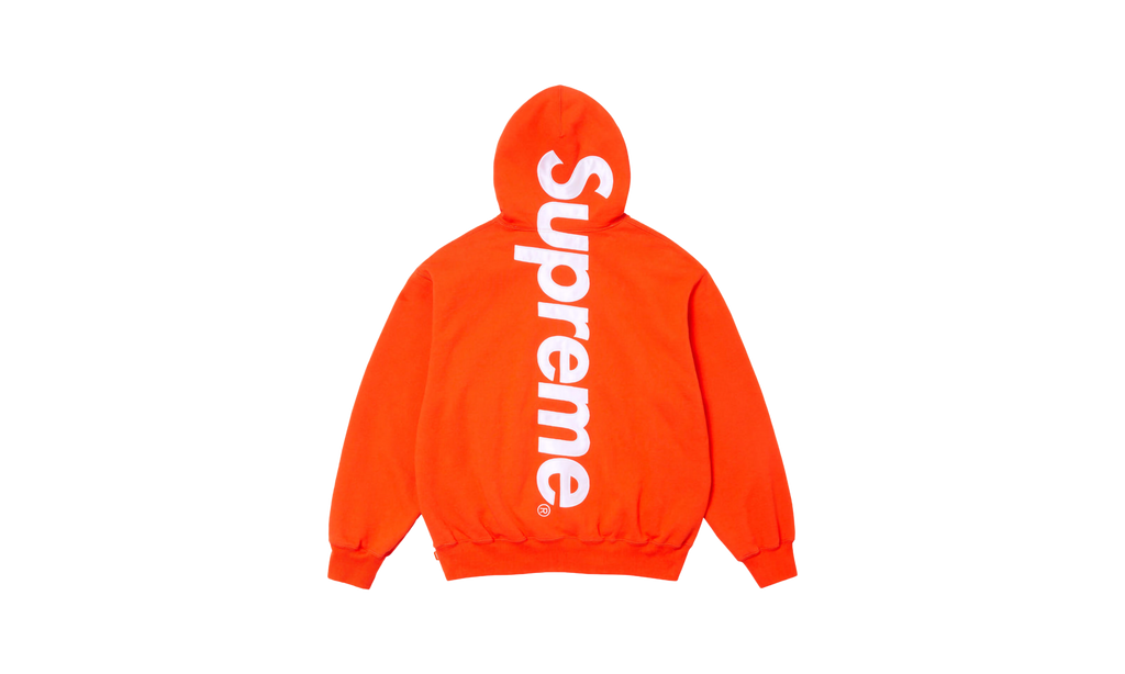 SATIN APPLIQUÉ HOODED SWEATSHIRT "FW24 - Orange" SU531