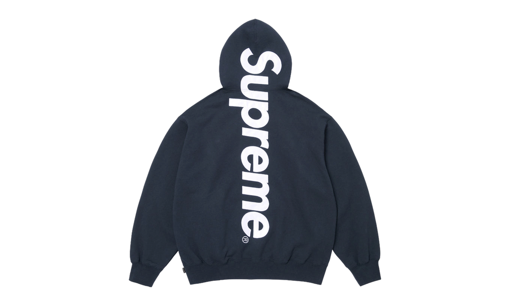 Satin Appliqué Hooded Sweatshirt "SS26 - Navy" SU27500