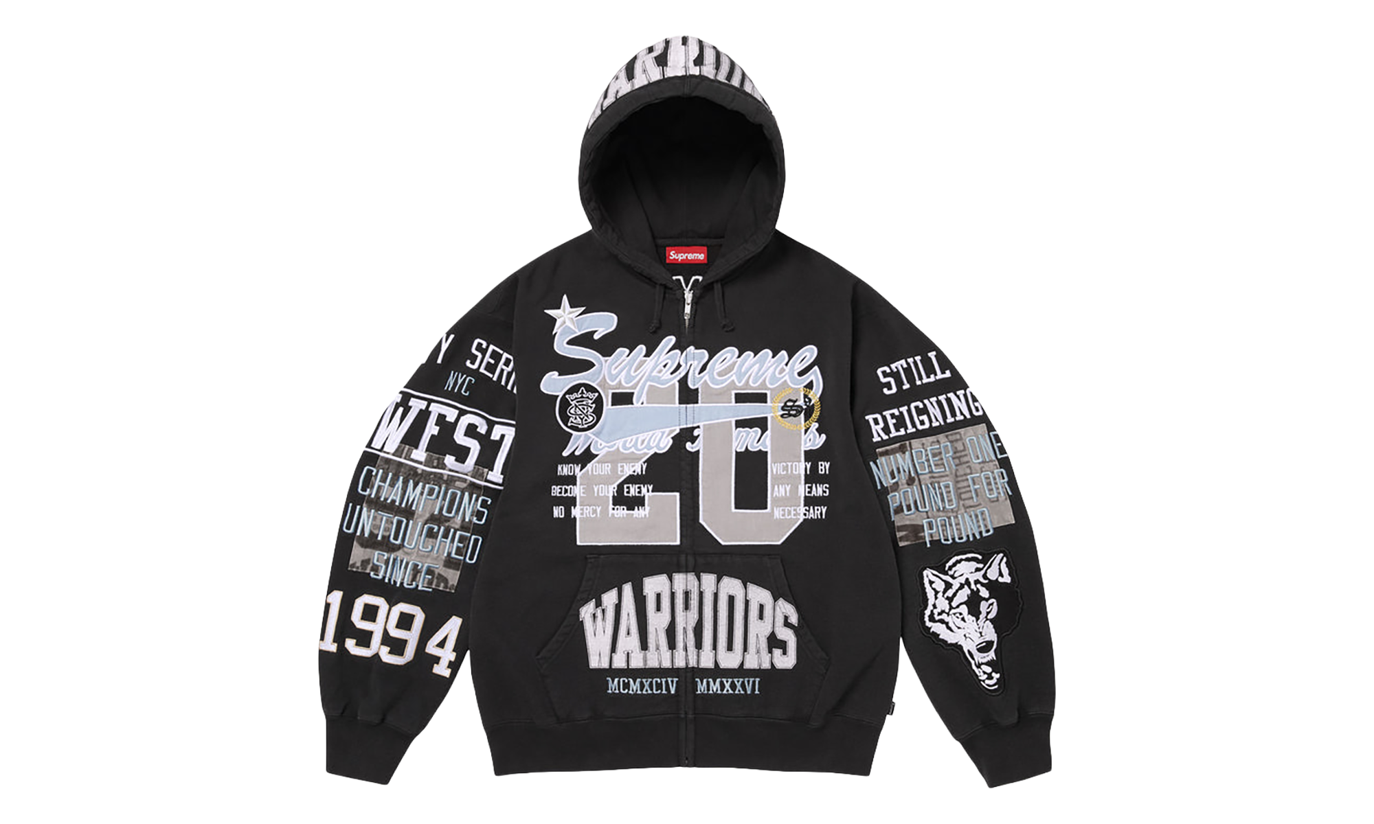 Warriors Appliqué Zip Up Hooded Sweatshirt "SS26 - Black" SU27600