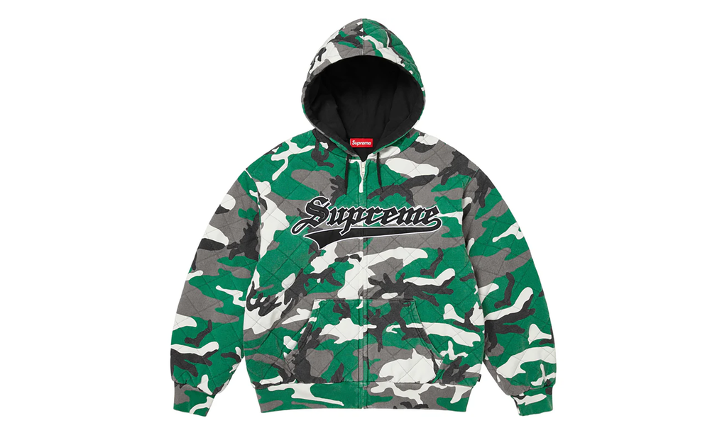 Quilted Zip Up Hooded Sweatshirt "FW25 - Green Camo" SU26468