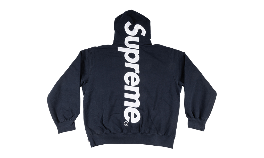 Satin Appliqué Hooded Sweatshirt "SS26 - Navy" SU27031