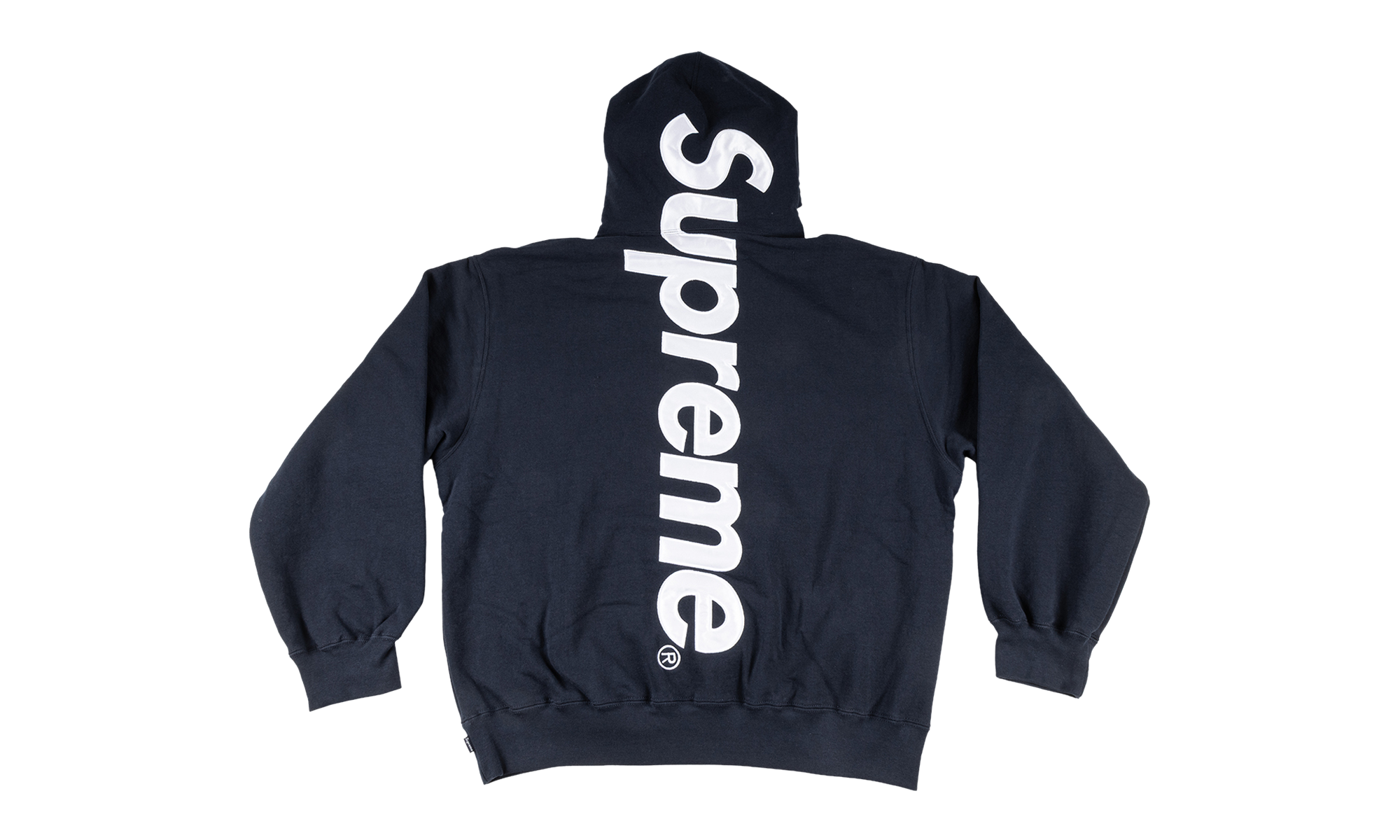 Satin Appliqué Hooded Sweatshirt "SS26 - Navy" SU27031