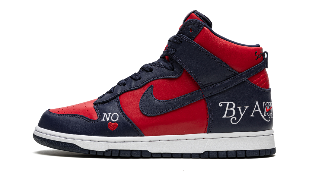 SB Dunk High "Supreme - By Any Means - Navy/Red" DN3741 600