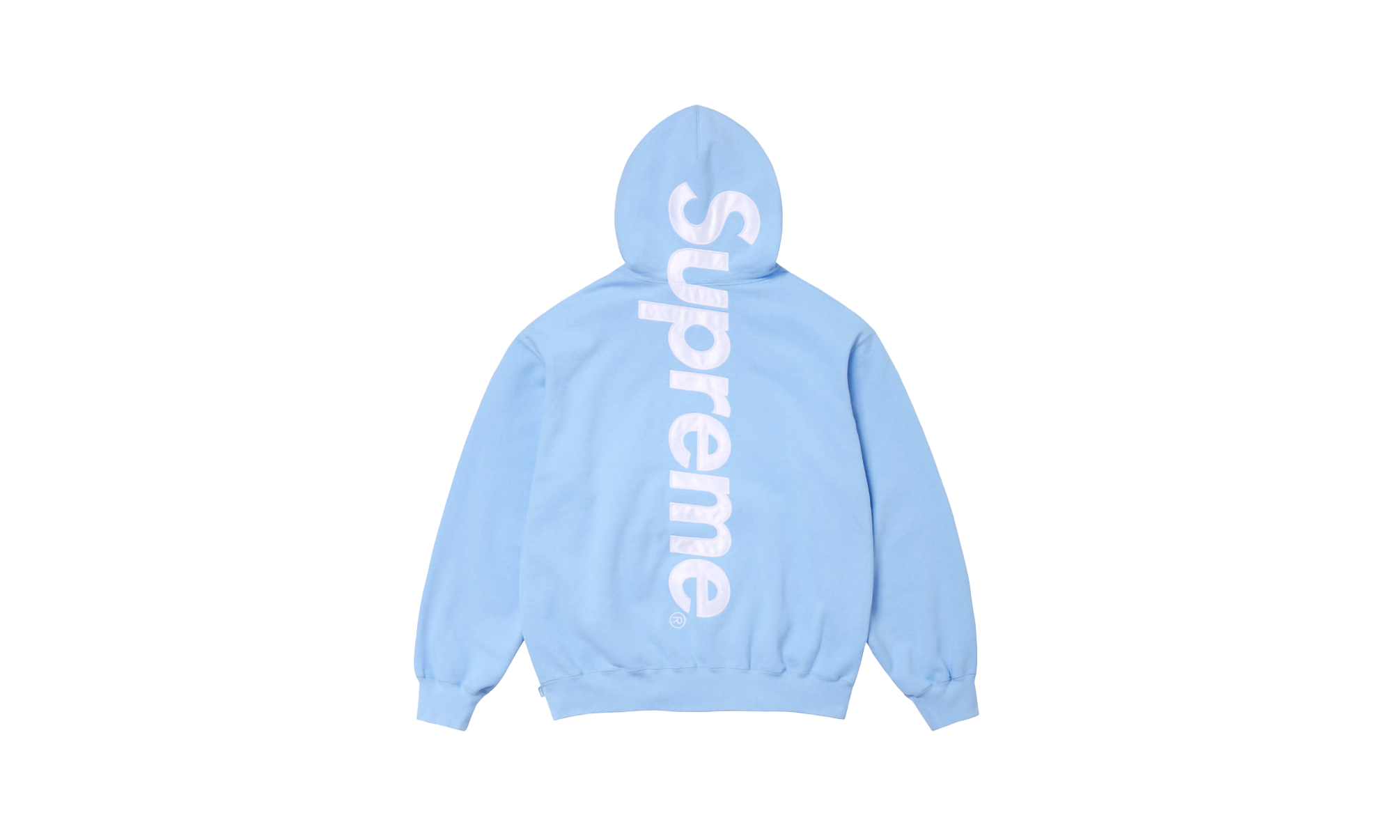 SATIN APPLIQUÉ HOODED SWEATSHIRT "FW24 - Light Blue" SU528