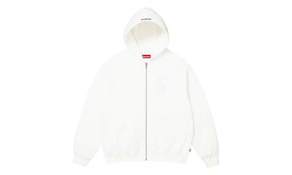 S Logo Zip Up Hooded Sweatshirt "FW25 - White" SU26301